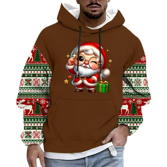 Betivan Mens Ugly Christmas Hoodies Drawstring Sweatshirt Top 3D Printed Graphic Long Sleeve Xmas Pullover for Party Festive Party (XS-XXXXXL)