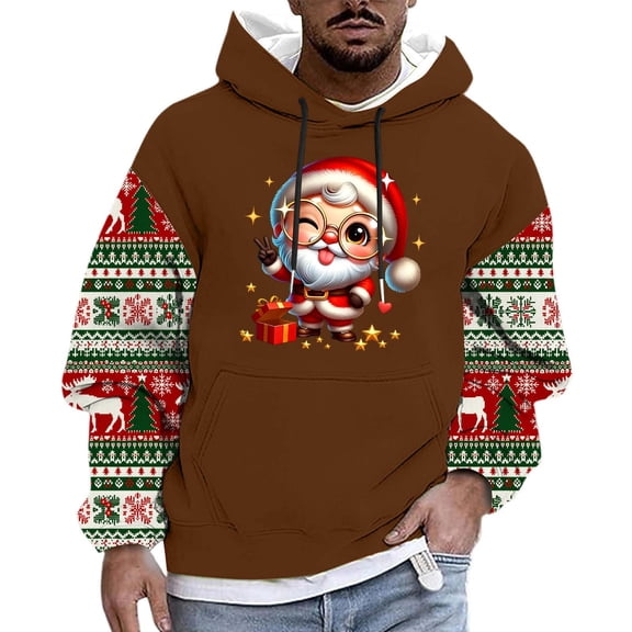 Betivan Mens Ugly Christmas Hoodies Drawstring Sweatshirt Top 3D Printed Graphic Long Sleeve Xmas Pullover for Party Festive Party (XS-XXXXXL)