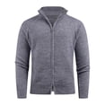 thumbnail image 1 of Betivan Mens Zip Up Cardigan Sweater Casual Stand Collar Textured Knit Ribbed Chunky Zipper Cardigan Knitted Sweater Jacket for Daily Wear, Office Warmth, Outdoor, 1 of 8