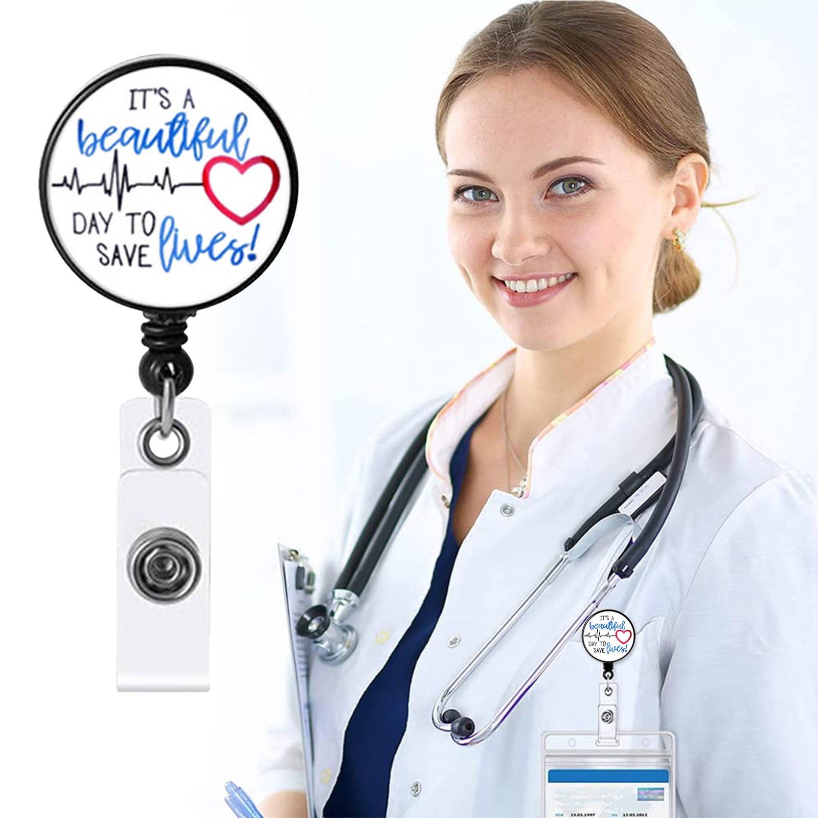 Blue Butterfly Rhinestones Retractable Badge Reel, Diamond Nurse Badge Holder Reels With Swivel Alligator Clip Badge Holders For Teachers Volunteers Employees Identification Badges And Supplies P 147118527