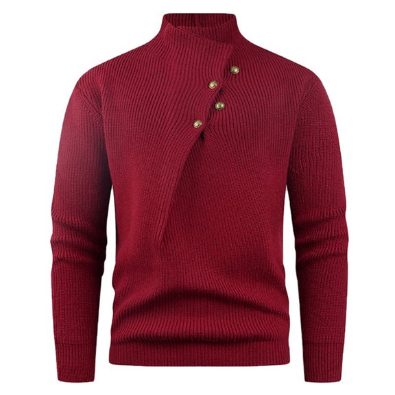 Betivan Sweaters Mens Turtleneck Button Up Cable Knit Winter Warm Long Sleeve Fall Pullover Sweater Tops