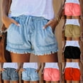 thumbnail image 1 of Betivan Woman Summer Solid Color Pocket Jeans Cowboy Pants Female Tassel Bandage Bottom Casual Shorts, 1 of 5