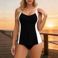 thumbnail image 1 of Betivan Women Tankini Swimsuit Solid Color Backless Strappy Off Shoulder Modest Sporty Tank Top With Padded Pocket Two Piece Bathing Suit Beach Pool Swimming Vacation, 1 of 7
