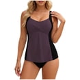 thumbnail image 1 of Betivan Women Tankini Swimsuit Solid Color Backless Strappy Off Shoulder Modest Sporty Tank Top With Padded Pocket Two Piece Bathing Suit Beach Pool Swimming Vacation, 1 of 7