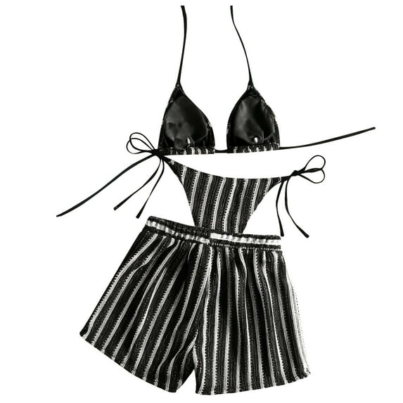 Betivan Women Three Piece Bathing Suits Push Up Bikini Set Halter Swimsuit Women Bikini Sets Swimsuits Color Block Bathing Suit