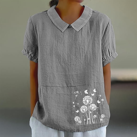 Betivan Women Tops Women's Summer Doll Collar Shirts Floral Print Vintage Puff Sleeve Blouse Loose Causal Pullover Blouse Tops
