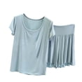 thumbnail image 1 of Betivan Women's Pajama Set Short Sleeve Loungewear Solid Color Silky Comfortable Soft Relaxing Sleepwear Home Wear Comfort Fit Sleeping Resting Reading, 1 of 5
