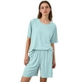 thumbnail image 1 of Betivan Women's Pajama Set, Spring Summer 3/4 Sleeve Solid Color Breathable Loose Sleepwear, Crew Neck Loungewear, 1 of 7