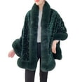 thumbnail image 1 of Betivan Women's Plaid Velvet Knitted Shawl Cloak Fashion Loose Wool Collar Cape Cardigan, Women's Fashion Scarves, for Fall Winter Qipao, 1 of 3