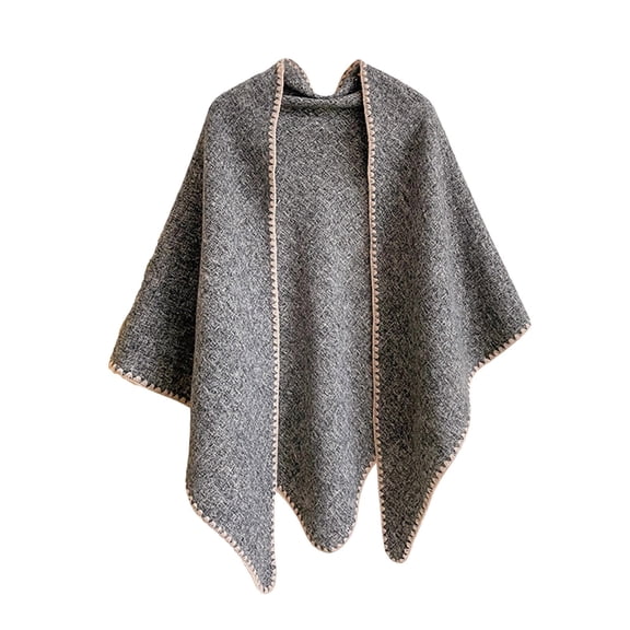 Betivan Women's Plus Size Shawl Cape Fall Winter Faux Mink Thick Plaid Knitted With Sleeves Tassel Design Versatile Qipao Matching Casual Daily Wear Scarf