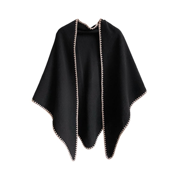 Betivan Women's Plus Size Shawl Cape Fall Winter Faux Mink Thick Plaid Knitted With Sleeves Tassel Design Versatile Qipao Matching Casual Daily Wear Scarf