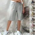 thumbnail image 1 of Betivan Women's Striped Bermuda Shorts Casual Drawstring Elastic Waist Summer Vacation Beach Shorts with Pockets, 1 of 6