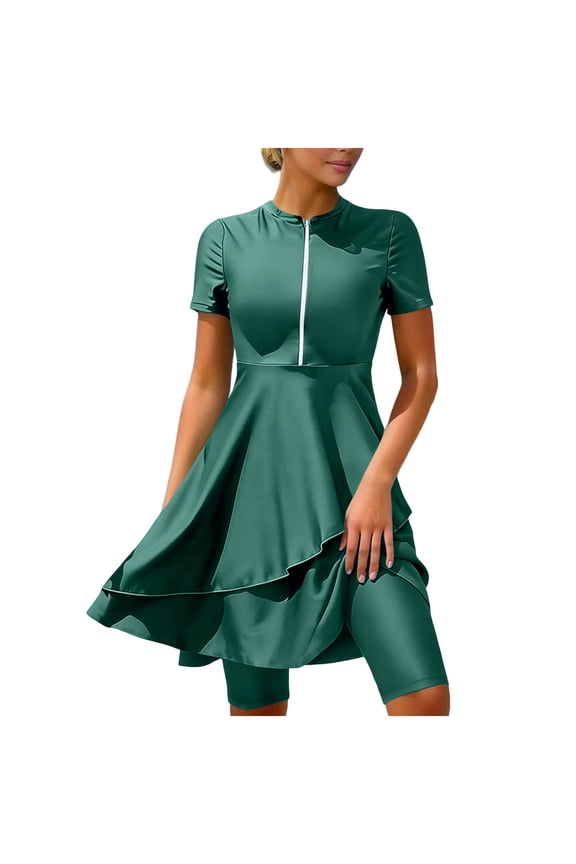 Women's Tankini Solid Color Conservative Two Piece Swimsuit Modest Fit Quick Dry Fabric Seaside Travel Daily Leisure Pool Activity
