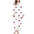 thumbnail image 1 of Betivan Women's Valentine's Day Pajama Set, Heart Printed Long Sleeve Lapel Top & Pants, Casual Fashion Homewear, 1 of 8