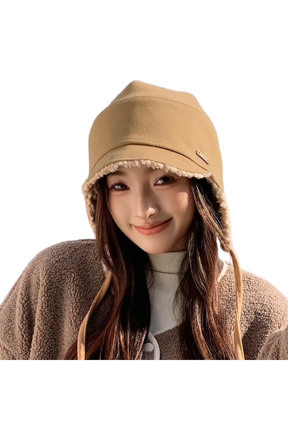 Women's Winter Knit Hat Scarf Set, Thickened Warm Ear Protection Attached Scarf, Cozy Two-in-One Headwear for Cold Weather, Outdoor