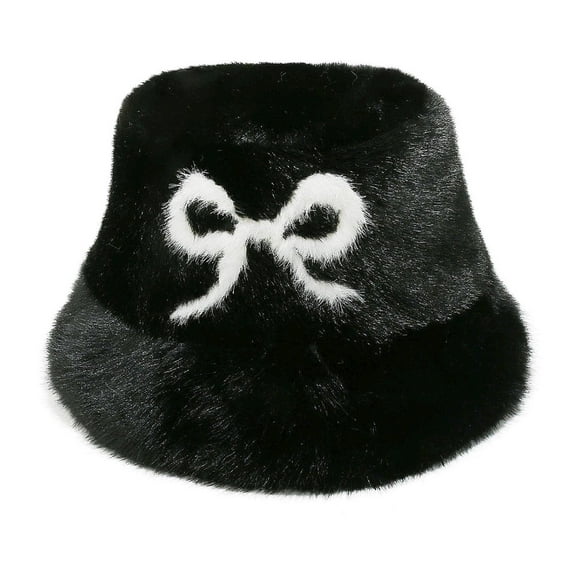 Betivan Women's Winter Warm Faux Mink Bow Fisherman Hat, Stylish Cold-proof Cap for Women Cold Weather, Daily & Outdoor Fashion Accessory