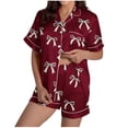 thumbnail image 1 of Betivan Womens Pajamas Set Floral Plaid Print, Notch Collar Soft Pajamas for Women Shorts Set, Summer Button Down 2 piece Women Pjs, 1 of 7