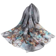 Betiyuaoe Summer Scarfs for Women 160*50cm Flower Print Long Soft Wrap Scarf Simulation Silk Shawl Scarves