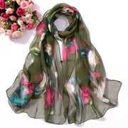 Betiyuaoe Summer Scarfs for Women Fashion Roses Printing Long Soft Wrap Scarf Silk Shawl Scarves