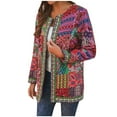 thumbnail image 1 of Womens Coats CardigansVintage Ethnic Style Floral Print Long Sleeve Plus Size Cotton Jacket Coat, 1 of 6