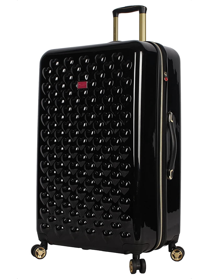 激レア品！Betsey Johnson ハートステッチキャリーケース 黒 Betsey Johnson 26 Inch Expandable Hardside Spinner Luggage, Heart