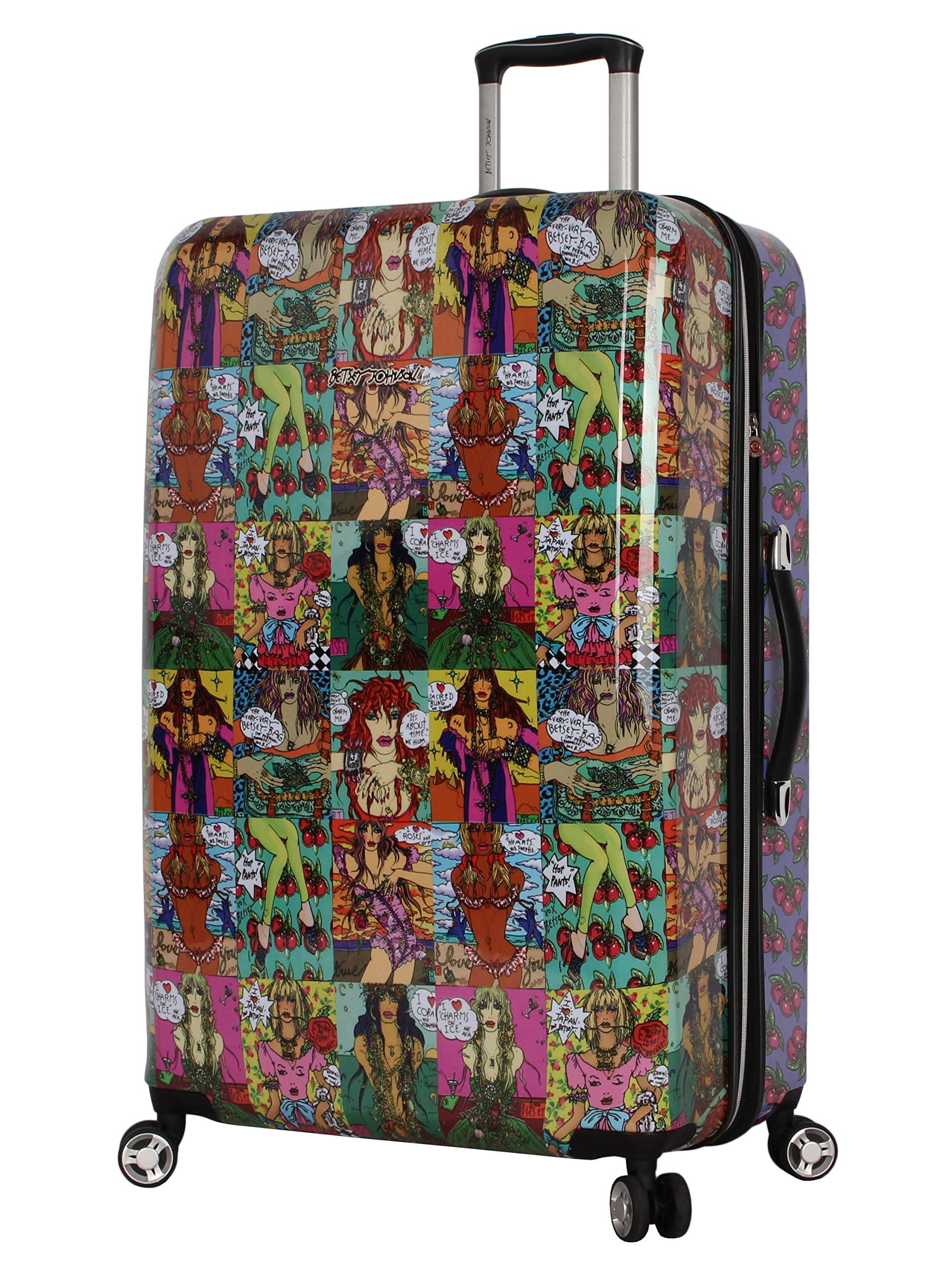 Betsey Johnson 30” Girls Print Checked Luggage Set, Multicolor