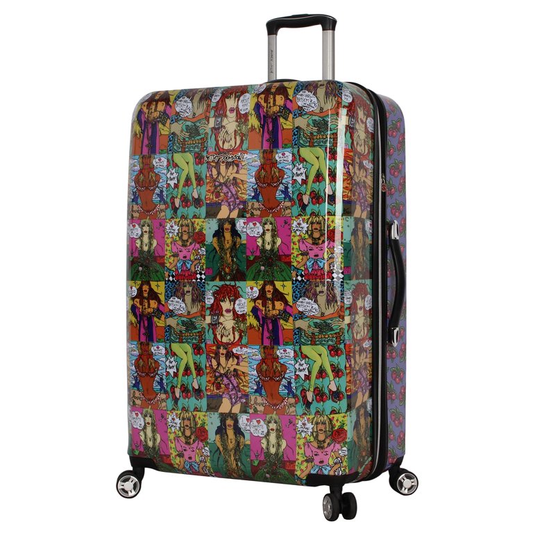 Betsey Johnson 30” Girls Print Checked Luggage Set, Multicolor