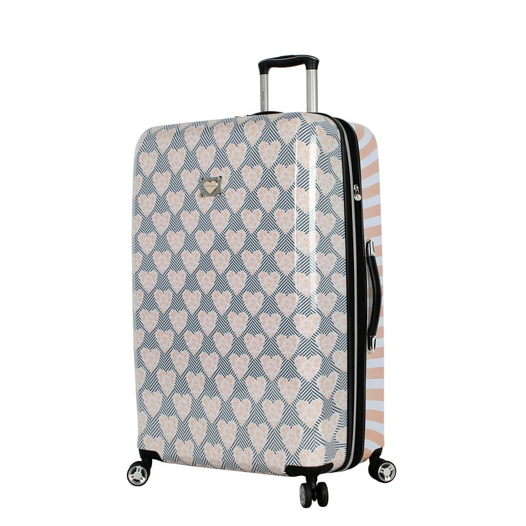Betsey Johnson 30 Women s Chevron Hearts Hardside Luggage Set Multi Color Walmart
