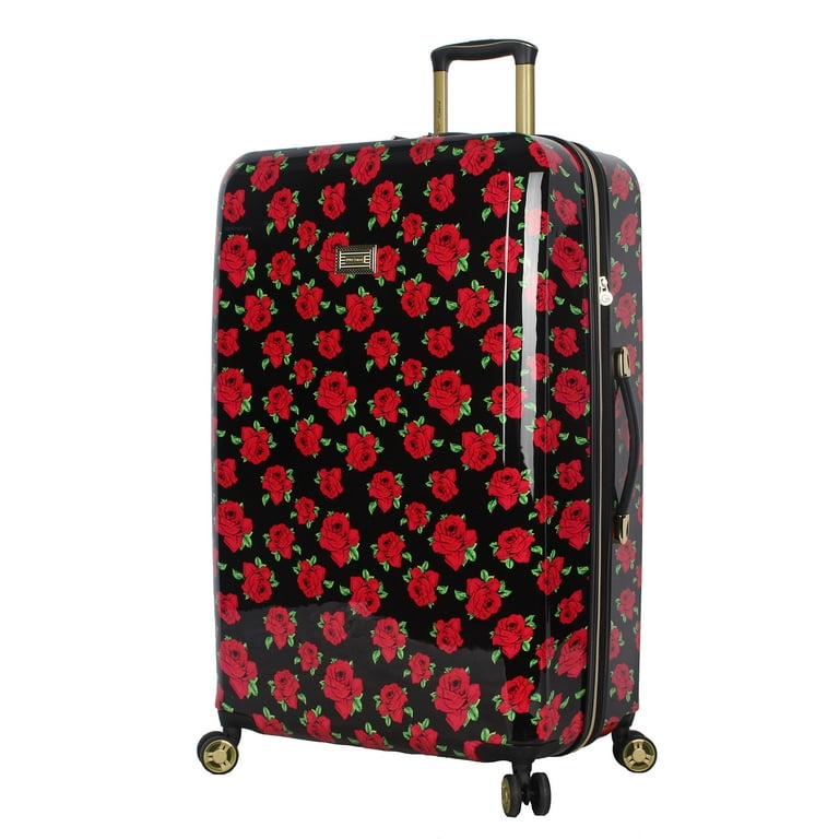 Betsey Johnson 30 inch Expandable Scratch Resistan Hardside Suitcase Covered Roses Walmart