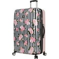 thumbnail image 1 of Betsey Johnson 30 Inch Checked Luggage Collection - Expandable Scratch Resistant ABS PC Hardside Suitcase - Designer Lightweight Bag with 8-Rolling Spinner Wheels 30in, Stripe Roses, 1 of 7