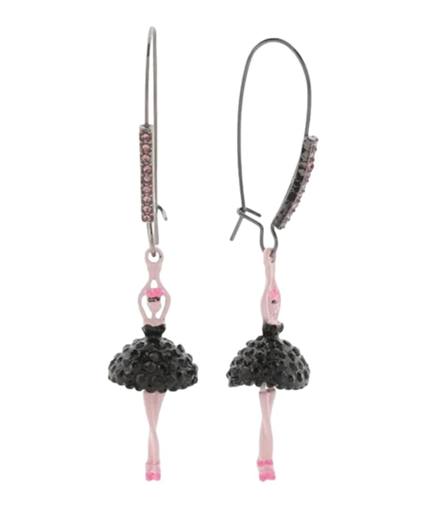 Betsey Johnson Ballerina Hook Earrings Black Pink for Women