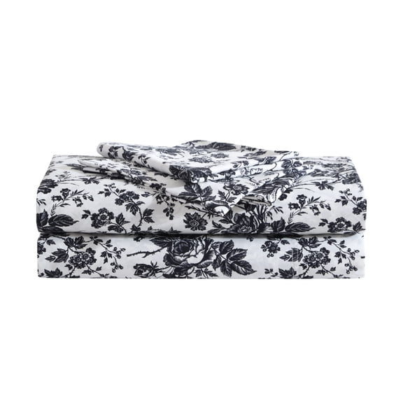 Betsey Johnson Betsey's Toile Black Twin XL Sheet Set, Soft Easy-Care Bedding, Machine Washable