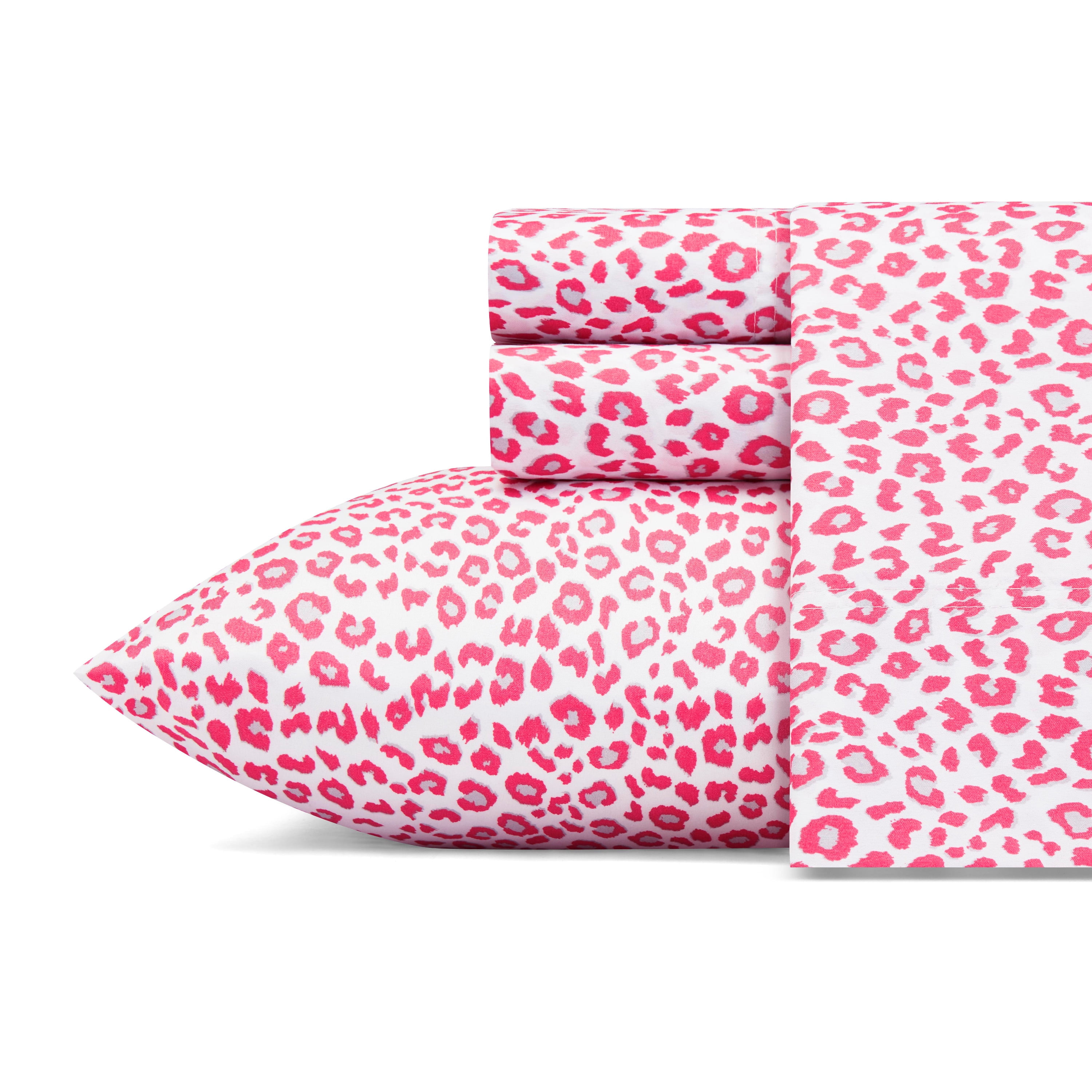 Twin XL Pink Leopard Microfiber Sheet Set
