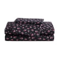 thumbnail image 1 of Betsey Johnson Bouquet Ditsy Black & Mauve Pink King Sheet Set, Soft Easy-Care Bedding, Machine Washable, 1 of 8