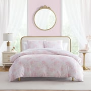 Betsey Johnson Butterfly Garden Satin Pink 3 Piece Duvet Cover Set-Full/Queen