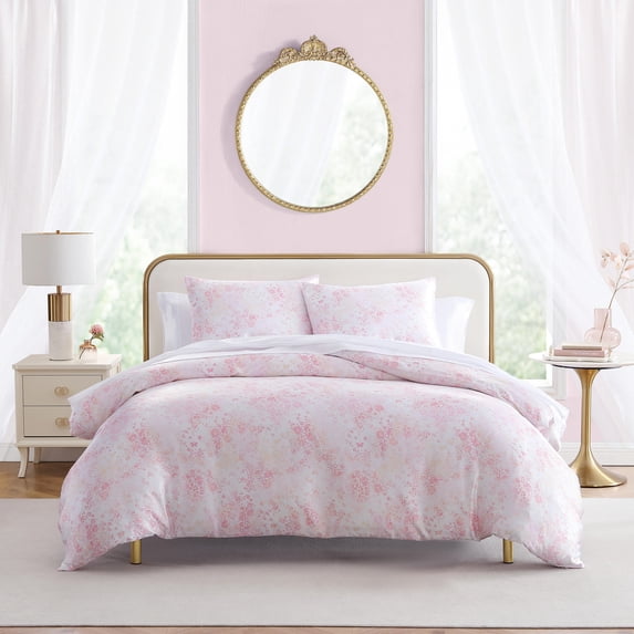 Betsey Johnson Butterfly Garden Pink King Duvet Cover Set, Soft Bedding with Shams, Machine Washable