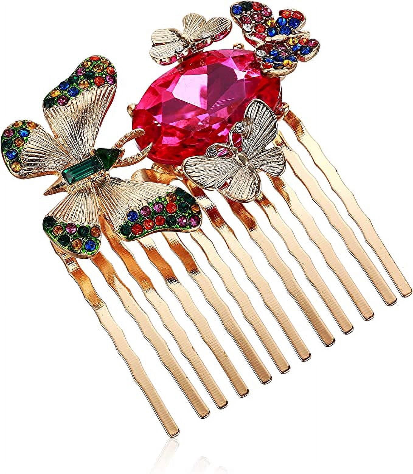 Betsey Johnson Butterfly Hair Comb Fuchsia Multi Stone  display picture 2