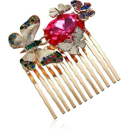Betsey Johnson Butterfly Hair Comb Fuchsia Multi Stone Butterfly