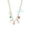 thumbnail image 1 of Betsey Johnson Christmas Holiday Charm Necklace, 15 Inch with 3 Inch Extender, Blue Ribbon, 1 of 2