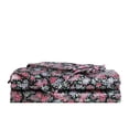 thumbnail image 1 of Betsey Johnson Confetti Floral Black & Pink & Blue Full Sheet Set, Silky Satin Bedding, Machine Washable, 1 of 5