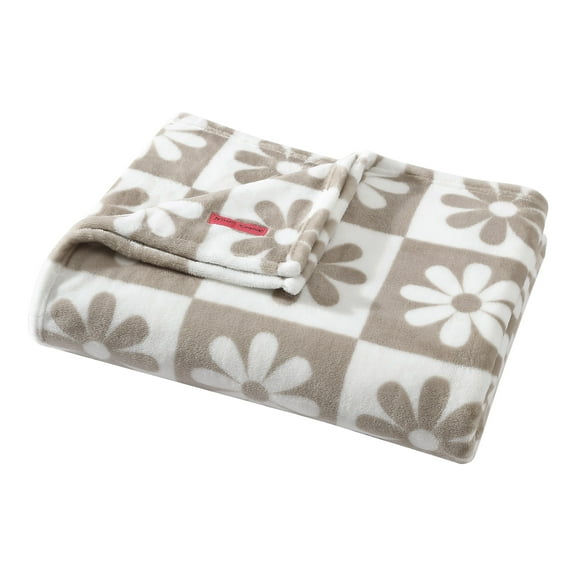 Betsey Johnson Daisy Check Beige Twin Blanket