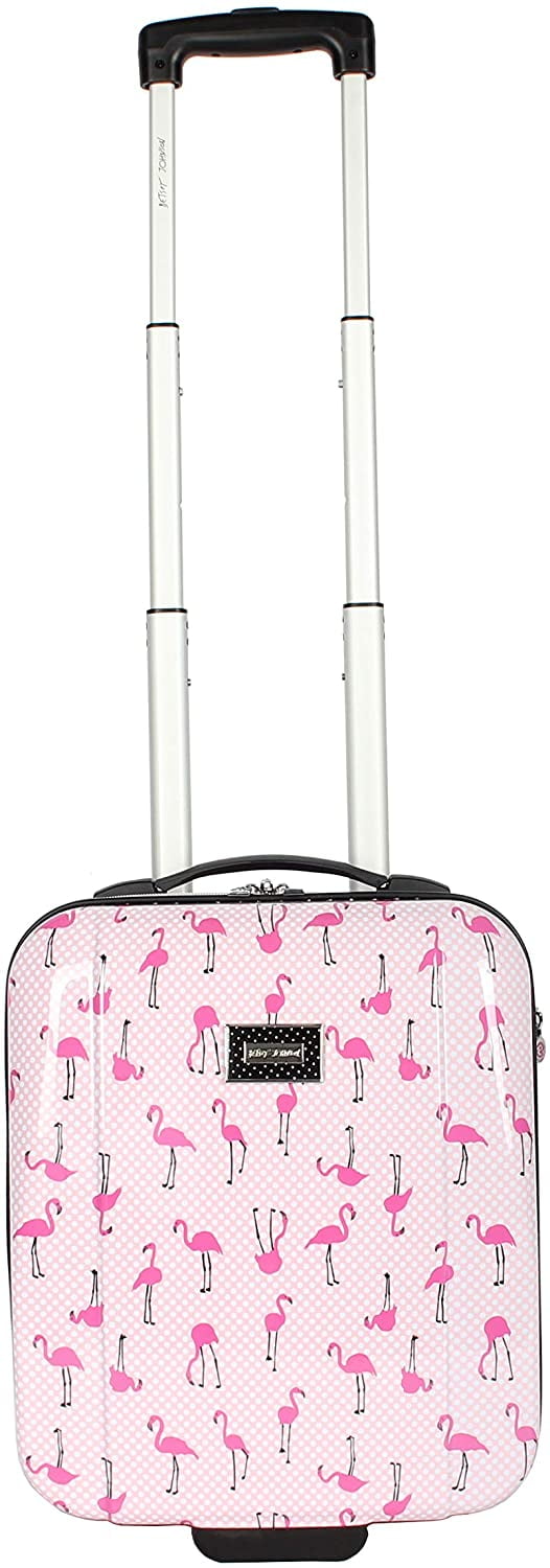 Betsey Johnson Designer Underseat Luggage Collection - 15 Inch Hardside  Carry On Suitcase for Women- Lightweight Under Seat Bag with 2-Rolling  Spinner Wheels (Flamingo Strut) 
