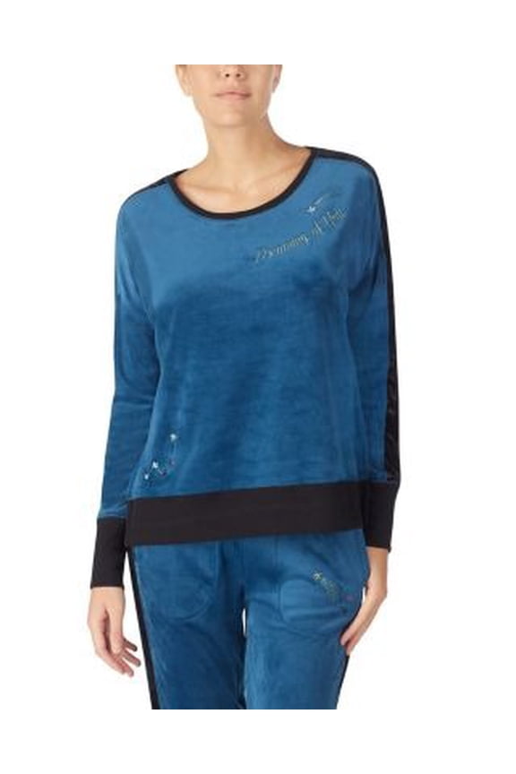 Dreaming Of You Comfy Velour Sweatshirt Size Large Navy