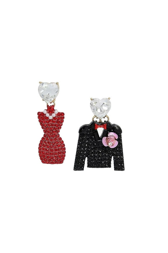 Earrings Going All Out Tuxedo Red Dress Crystal Faux Pearl Womens Jewelry Drop Earring