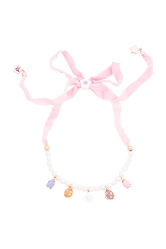 Easter Spring Necklace (Easter Spring Charms Necklace with Pink Bow)