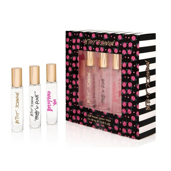 Betsey Johnson Eau De Parfum 3-PC Travel Set, EDP Fragrance Gift Set for Women, 3 x 0.5 fl oz