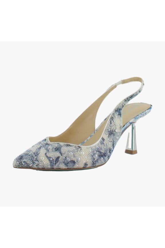 Elese Women's Heels Blue Floral Size 9.5 M