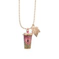 thumbnail image 1 of Betsey Johnson Fall Latte Pendant Necklace, Pink Heart Crystal Cup Design, Rose Gold, 20 Inch Chain with 4 Inch Extender, 1 of 2