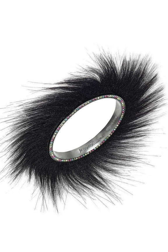 Faux-fur Bangle Bracelet Black
