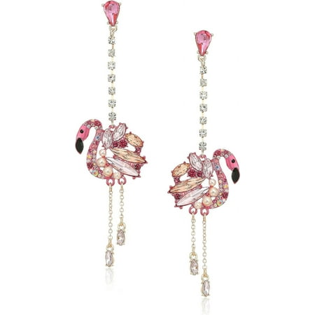 Betsey Johnson Flamingo Linear Drop Earrings